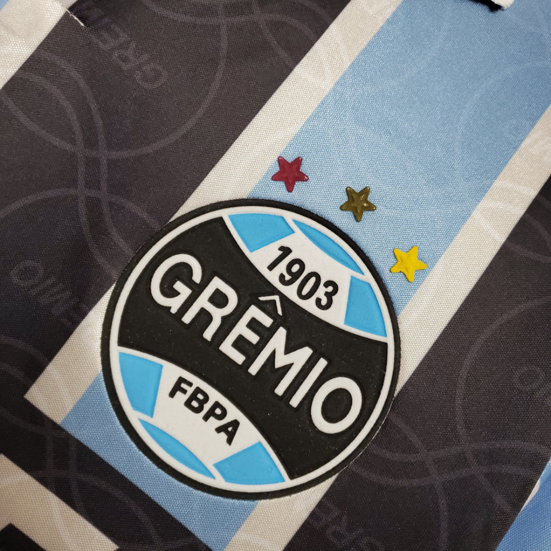 Camisa Grêmio Retrô Home 1995 Torcedor Masculina - Azul e Preta