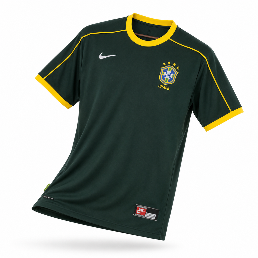 Camisa Futebol Goleiro Brasil Retrô 1998 - Verde Escuro