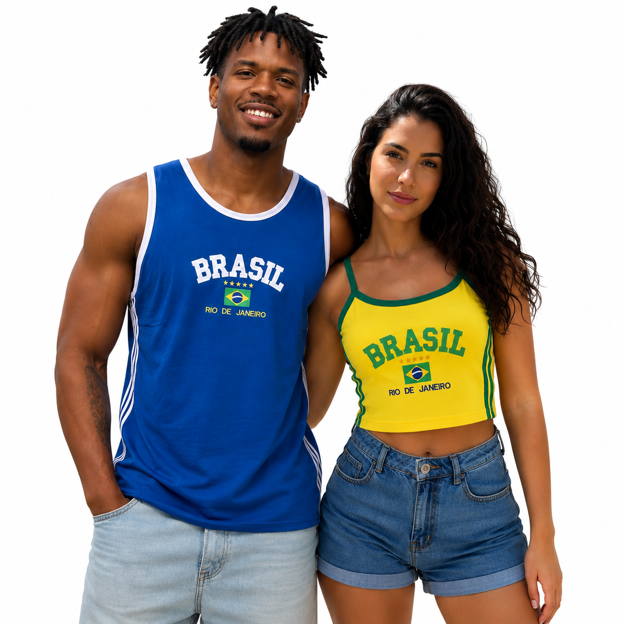 Conjunto Regata Casal Brasil Core - Azul e Amarelo