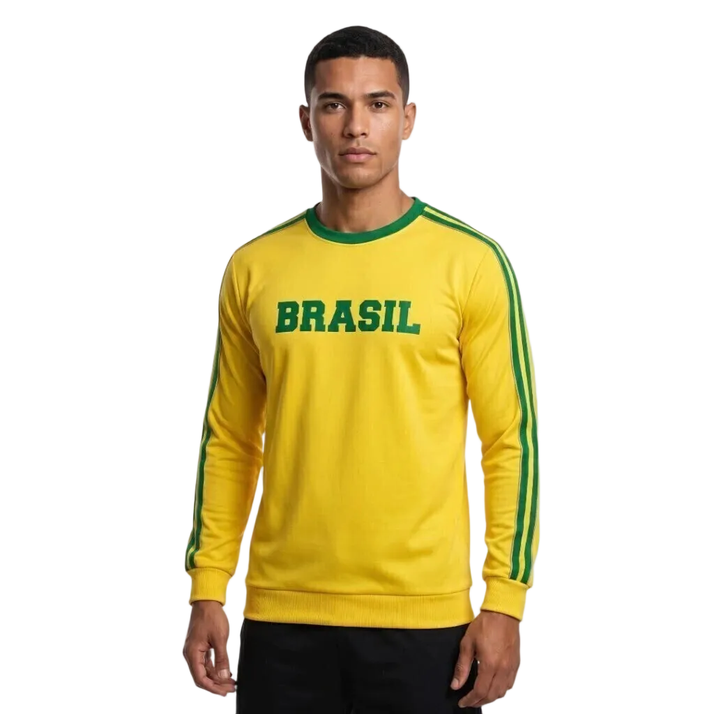 Blusa manga Longa Brasil Core Masculina Torcedor